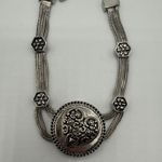 VTG Silver Tone Decorative Charm Bracelet Women Boho Floral Medallion Antique Photo 1