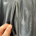 Vintage Black Leather Lace Up Heavy Moto Jacket Size Medium Photo 2