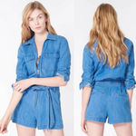 Veronica Beard Jeans Keenan Denim Belted One-Piece Romper Blue Women's Size XS Photo 1