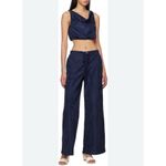 STAUD  Navy Blue Camila Trousers Lounge Pants Cargo Wide Leg Loose Pockets US 2 Photo 3