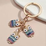Colorful Glitter Owl Keychain Blues & Pink Blue Photo 1
