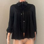cupio  Short Sleeve Sweater Black See Through Open & Loose Knit SMALL NWT #104 Photo 2