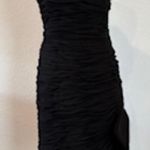Victor Costa Prom Party Strapless Ruched Dress Bow Lace Black Cocktail Vintage Photo 0