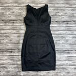 JAX Women's Sleeveless Mini Cocktail Dress Black 6 Sheer Satin Cutout High Neck Photo 13