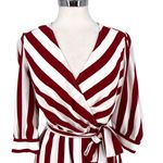 Bar III Striped Wrap Dress Midi Tie Waist Red White Size 6 Photo 1