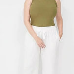 Lane Bryant NWT | Soft Linen Blend Wide Leg Pant in White Cream Flowy Beachy 14 Photo 0