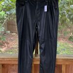 Gap Women's Cheeky Straight High Rise Pants Black Vegan Leather Size 18R. NEW Photo 2