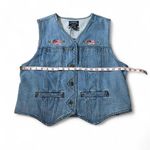Vintage‎ Embroidered Denim Button Up Vest Blue Size 12 Photo 6