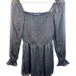 Abercrombie & Fitch  Black Sheer Glitter Smocked Long Puff Sleeve Romper Womens S Photo 0