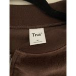 Aritizia TNA Brown Velour Velvet White Piping Zip Photo 4