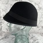 Nine West Womens 1920s Style Cloche Hat Black 100% Wool Ribbon Bow Band Photo 4