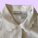 Vintage Y2K white button up blouse with embroidered flowers & scalloped collar🔥 Size L Photo 1