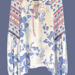 Like New Anthropologie Emily Lovelock Emma Top Medium Floral Elephant Palm Tree Photo 1