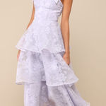 Lulus NWT  Glamorous Sweetie Lavender Burnout Tie-Strap Bustier Midi Dress Size L Photo 0