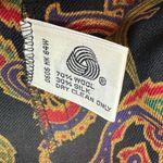 Anne Klein II Wool Silk Paisley Blouse Black Jewel-Tone Button Front Top Size 12 Photo 5