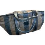 Fendi Vintage Péquin Penguin Stripe Tote Handbag Brown Black GUC Photo 11