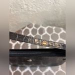 Black Croc Embossed I Santi Leather Shoulder Bag Italy classic minimalist luxury Photo 11