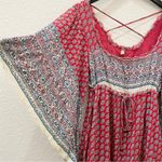 Free People Red/Blue Heart of Gold Babydoll Kaftan Tunic Boho Mini Dress Size XS Photo 7