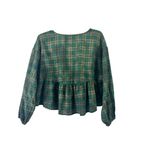 Chelsea and Violet Women's Green Plaid Flare Crop Top Photo 1