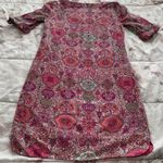 Caroll pink floral geometric 100% cotton shift dress, size 38 or US S France Photo 13