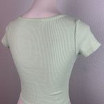 Brandy Melville  Short Sleeve Green Mint Button Front Crop Top Photo 2