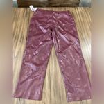 Joie  Limited Edition faux leather high rise straight leg Pants 14 burgandy new Photo 3
