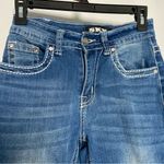 Sky Flare Jeans Med Wash Mid Rise Embellished Western Rodeo Cowgirl Rhinestone 4 Blue Photo 2