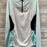 Kyodan Womens XS Cycling Running Shirt White Aqua Black Long Sleeve 1/4 Zip Photo 0