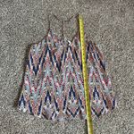 Lavender Brown cream tribal print silk tank top size XS Photo 9