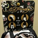 Ed Hardy  | Extra Large Iconic Skull & Roses Scarf Photo 1