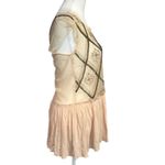 Free People boho intricately beaded embroidered blush sheer top XS TP LOOSE FIT Photo 2