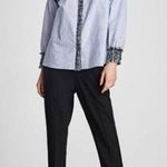 ZARA  Tweed and Cotton Blouse Long Sleeve Size Small Blue Photo 0