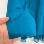 LOGO By Lori Goldstein Logo Lori Goldstein Teal Blue Lace Trim Long Sleeve Top Womens S Scoop Neck Photo 2