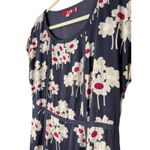 Boden Notting Hill Silk Dress Floral Print Navy Cream Magenta Size 8 Long Retro Blue Photo 2