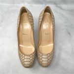 Christian Louboutin Bianca Snake Print Cork Platform Heel Stiletto Pumps Tan 37 Photo 3