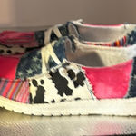 Gypsy Jazz Pink and Blue Moccasins with Playful Design​ Size 6.5 Photo 0