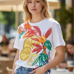 ZARA NWT  COLORFUL PRINTED T SHIRT SMALL Photo 0
