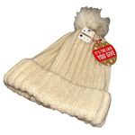 Forever 21 NEW Cream White Beanie Hat with Puffball Women’s One Size Winter Warm Photo 0
