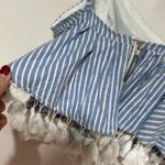 Rise of Dawn Blue Pinstripe Tassel Crop Zip Back Large Blue Photo 10