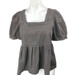 Madewell Women's Gray Puff Short Sleeve Denim Jeans Peplum Blouse Top Size S Photo 0