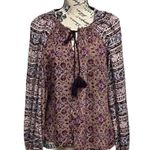 Billabong Women's Blouse Paisley 100% Rayon Boho Peasent Hippie Beqch Coastal M Photo 0