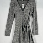 Lucky Brand Cloud Jersey Soft Heather Gray Long Sleeve V-Neck Wrap Dress Size M Photo 0