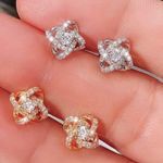Boutique Women's 14k‎ Gold Plated S925 Knot Simulated Diamond Stud Earrings Photo 0