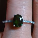 Green Chrome Diopside And White Zircon Sterling Silver Ring (Size 9) Photo 0