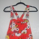 Modcloth New Candy Red Floral Dazed Summer Days Cotton Shortalls 6 Photo 3