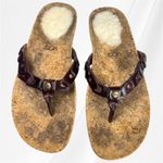 UGG  Australia Cork Brown Leather Thong Sandals Shearling Footbed Women US 8 Photo 0