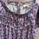 Loft NWT Petite Mixed Media Blouse - Ruffle Sleeves & Keyhole Back - Size LP Photo 3