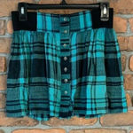 American Eagle  Skirt womens XS Green Black Plaid Button‎ Front Skater Skirt NWT Photo 0