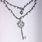 Elegant Black and Dark Metallic Gray Silver Tone Key Pendant Boho Necklace Photo 0