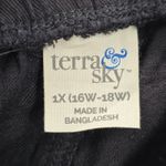 Terra & Sky  Black Pullon Ruffle Belted Cotton Linen Pants Shorts Plus 1X 16W 18W Photo 4